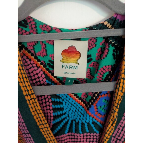 Farm Rio Dotted Patch Scarf Mini Dress S Small Wrap Tassel Tie Mixed Print $225 - Picture 8 of 13